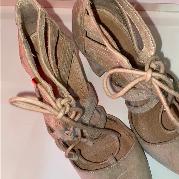 Nude Lace Up Heels - Picture 4 of 5